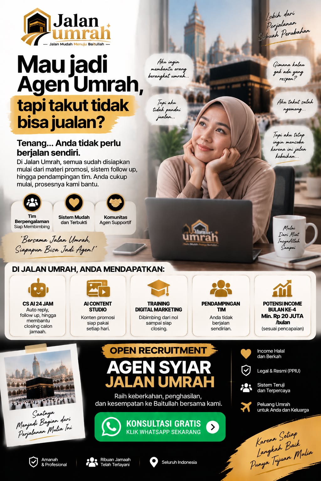 Open Recruitment Agen Syiar Jalan Umrah — Komisi 4 Juta & 4 Tools AI